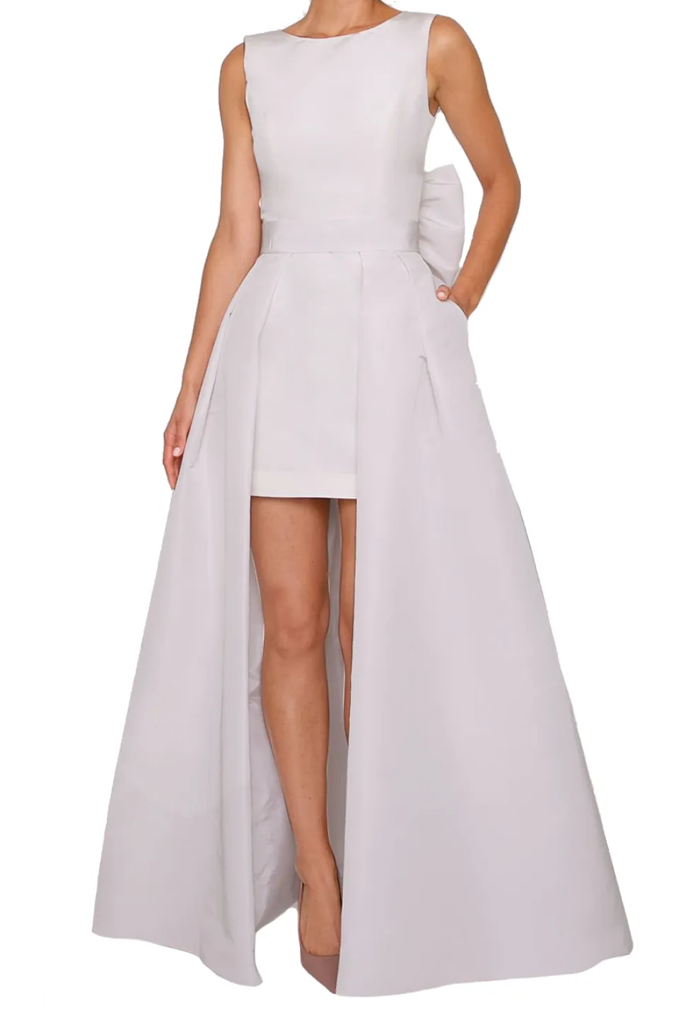 Ella Silk Faille Mini Dress with Convertible Skirt