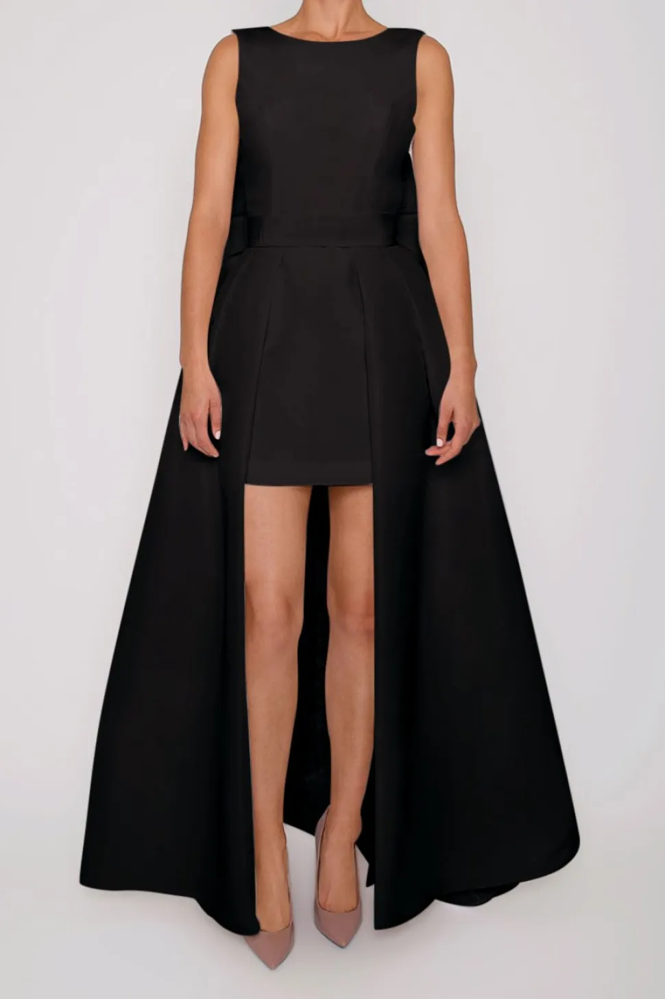 Ella Silk Faille Mini Dress with Convertible Skirt