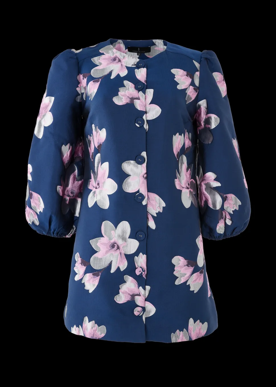 Ellen Dress Blue Plumeria Jacquard