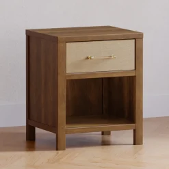 Eloise Assembled Nightstand in Natural Walnut & Performance Sand Eco-Weave