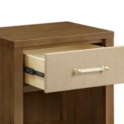 Eloise Assembled Nightstand in Natural Walnut & Performance Sand Eco-Weave