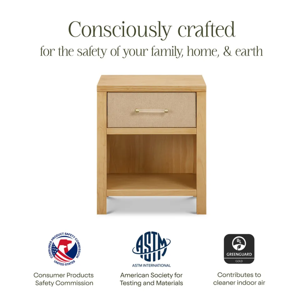Eloise Assembled Nightstand in Honey and Performance Sand Eco-Weave