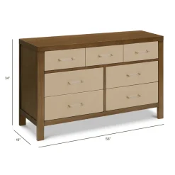 Eloise 7-Drawer Assembled Dresser in Natural Walnut & Performance Sand Eco-Weave