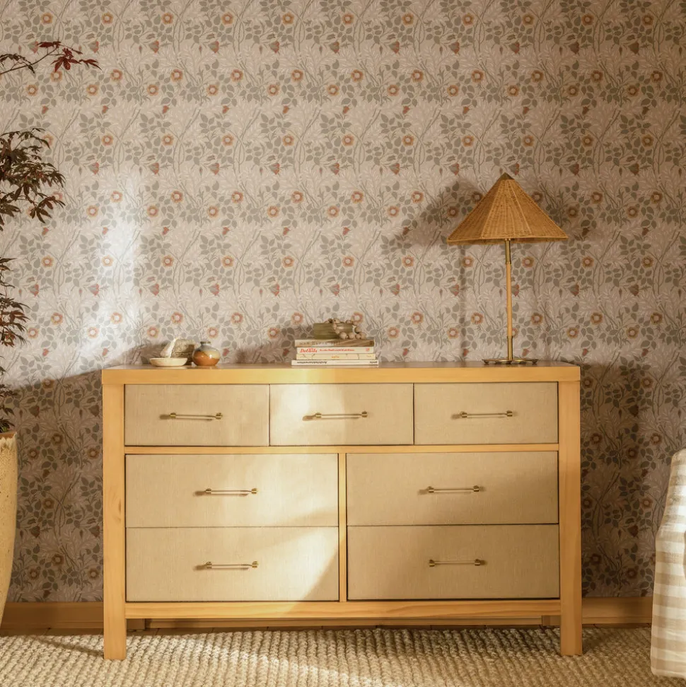 Eloise 7-Drawer Assembled Dresser in Honey and Performance Sand Eco-Weave