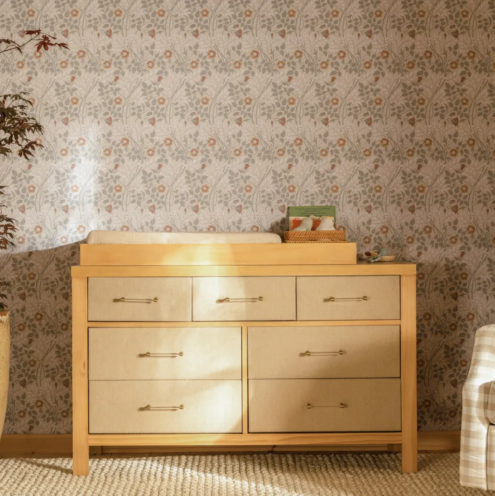 Eloise 7-Drawer Assembled Dresser in Honey and Performance Sand Eco-Weave