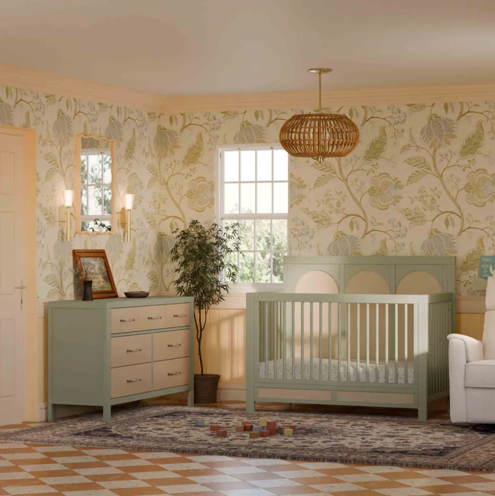 Eloise 7-Drawer Assembled Dresser in French Sage and Performance Sand Eco-Weave