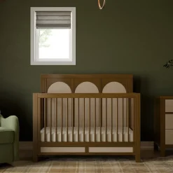 Eloise 4-in-1 Convertible Crib in Natural Walnut & Performance Sand Eco-Weave