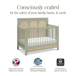 Eloise 4-in-1 Convertible Crib in French Sage and Performance Sand Eco-Weave