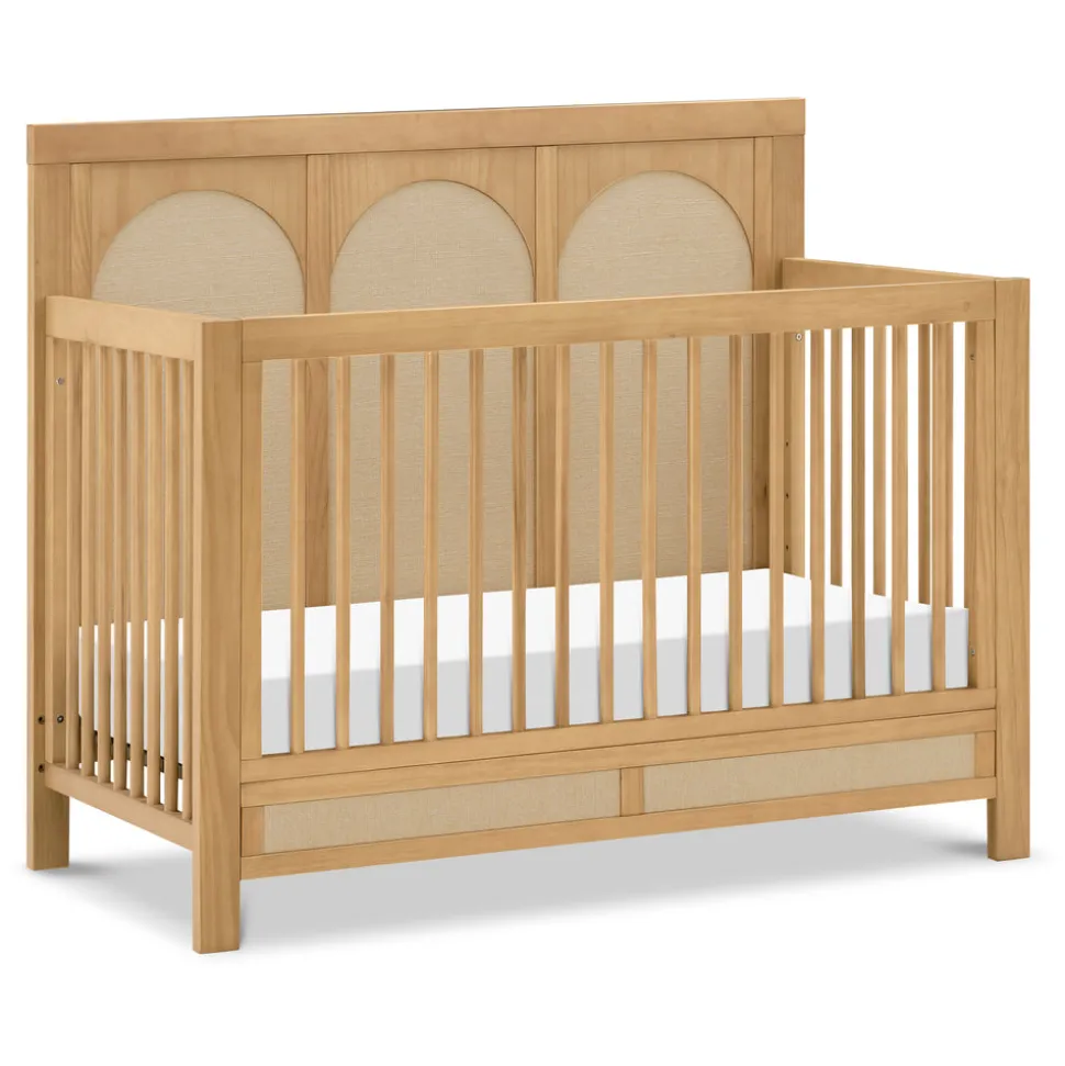 Eloise 4-in-1 Convertible Crib in Honey and Performance Sand Eco-Weave