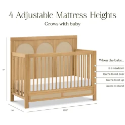 Eloise 4-in-1 Convertible Crib in Honey and Performance Sand Eco-Weave