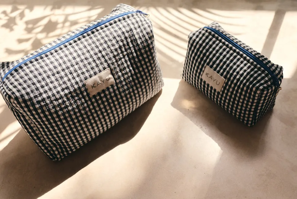 Elsie Travel Case Zip Pouch Bag in Black Gingham