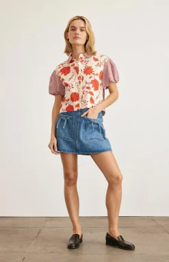 Elza Top in Cream & Tomato