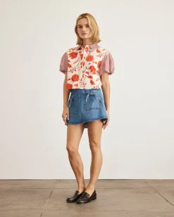 Elza Top in Cream & Tomato