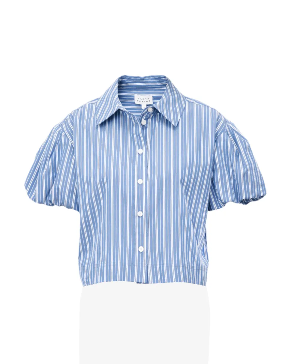 Elza Top in French Blue/White Multi