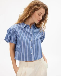 Elza Top in French Blue/White Multi