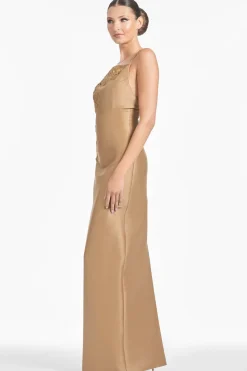 Embellished Pryce Gown in Chestnut Gold
