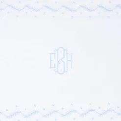 Embroidered Crib Sheet in Sky