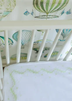 Embroidered Crib Sheet in Meadow