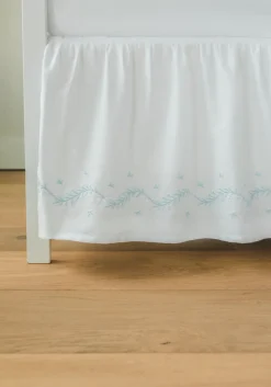 Embroidered Crib Skirt in Sky