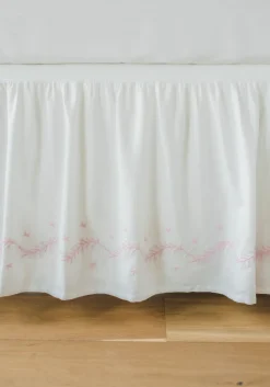 Embroidered Crib Skirt in Blush
