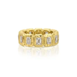 Emerald Cut Diamond Nesting Gem Eternity Ring