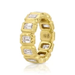 Emerald Cut Diamond Nesting Gem Eternity Ring