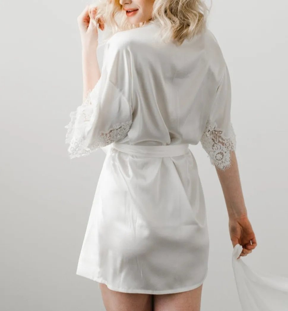 Emily White Silk Robe