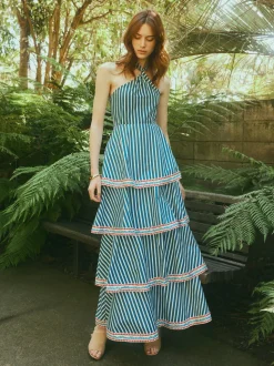 Emma Dress in Navy Stripe