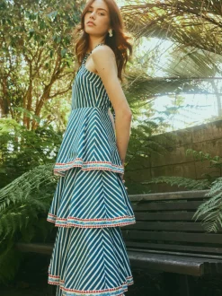 Emma Dress in Navy Stripe