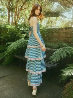 Emma Dress in Navy Stripe