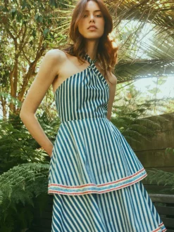 Emma Dress in Navy Stripe