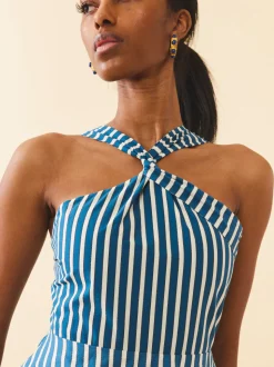 Emma Dress in Navy Stripe