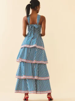 Emma Dress in Navy Stripe