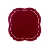 Emma Linen Napkin in Burgundy with Rose Embroidery