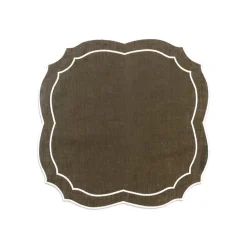 Emma Linen Napkin in Forest Green with Cream Embroidery