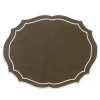 Emma Linen Placemat in Forest Green with Cream Embroidery