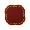 Emma Napkin in Brick with Mustard Embroidery