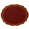 Emma Placemat in Brick with Mustard Embroidery
