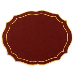 Emma Placemat in Brick with Mustard Embroidery