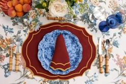 Emma Placemat in Brick with Mustard Embroidery