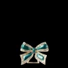 Enamel Bow Placecard Holder in Green, Set of Four