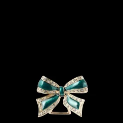 Enamel Bow Placecard Holder in Green, Set of Four
