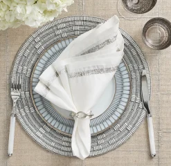Enamel Chain Link Napkin Ring in White, Set of 4