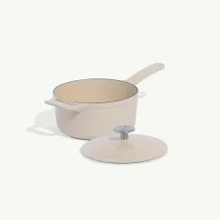 Enameled Cast Iron Saucepan in White