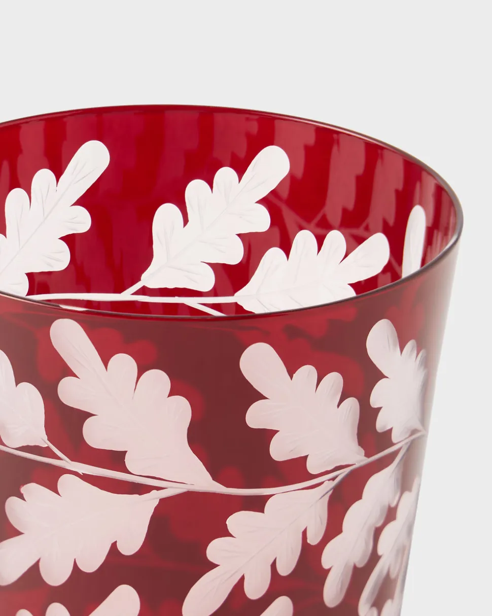 Engraved Oak Leaf Water Tumbler in Burgundy