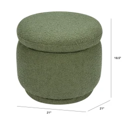 Enoki Storage Ottoman in Boucle in Olive Boucle