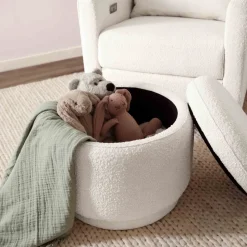 Enoki Storage Ottoman in Boucle in Ivory Boucle
