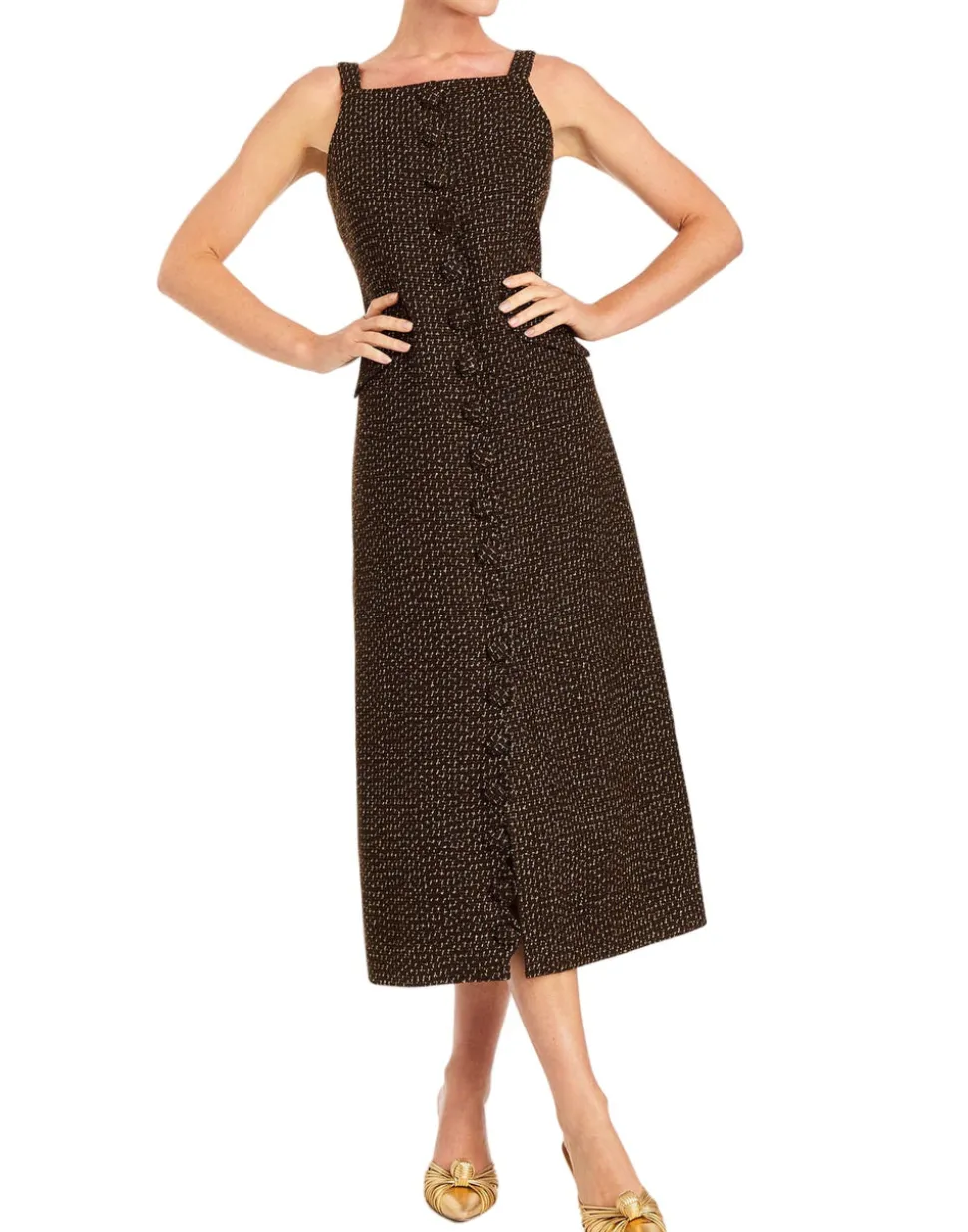 Espresso Midi Dress in Chestnut Gold