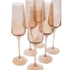 Estelle Colored Champagne Flute, Set of 6 in Amber Smoke