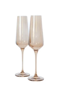 Estelle Colored Champagne Flute, Set of 6 in Amber Smoke